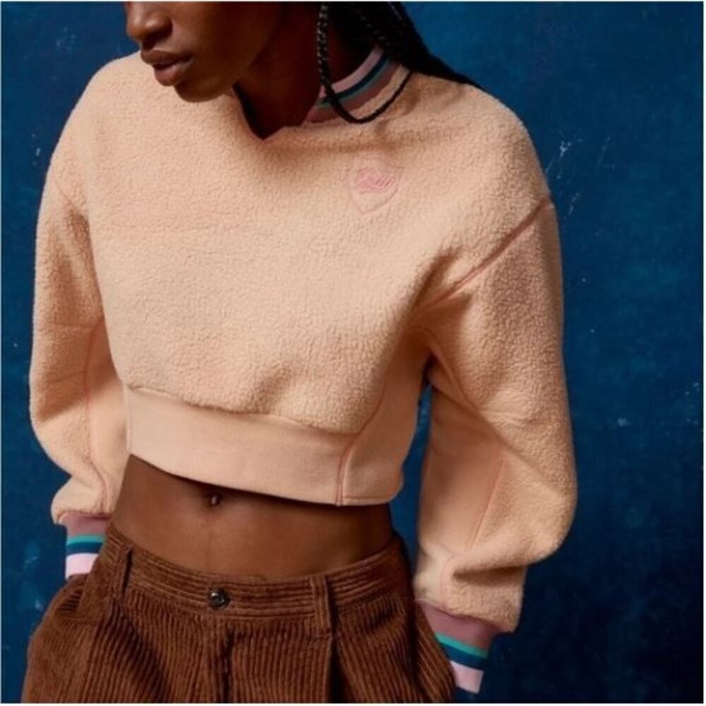 Urban Outfitters UO BDG Fleece Sweatshirt Womens Medium Orange Cropped Festival